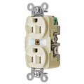 Hubbell Wiring Device-Kellems Straight Blade Devices, Receptacles, Duplex, Corrosion resistant, 2-Pole 3-Wire Grounding, 15A 125V, 5-15R, Ivory, Single Pack, Chem-Marine HBL52CM62I